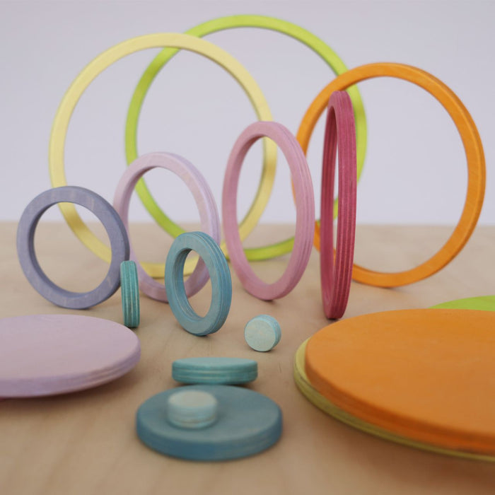 Concentric Circles and Rings - Pastel - Grimm's Wooden Toys