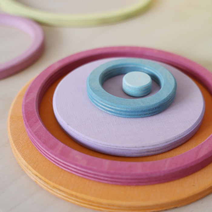 Concentric Circles and Rings - Pastel - Grimm's Wooden Toys