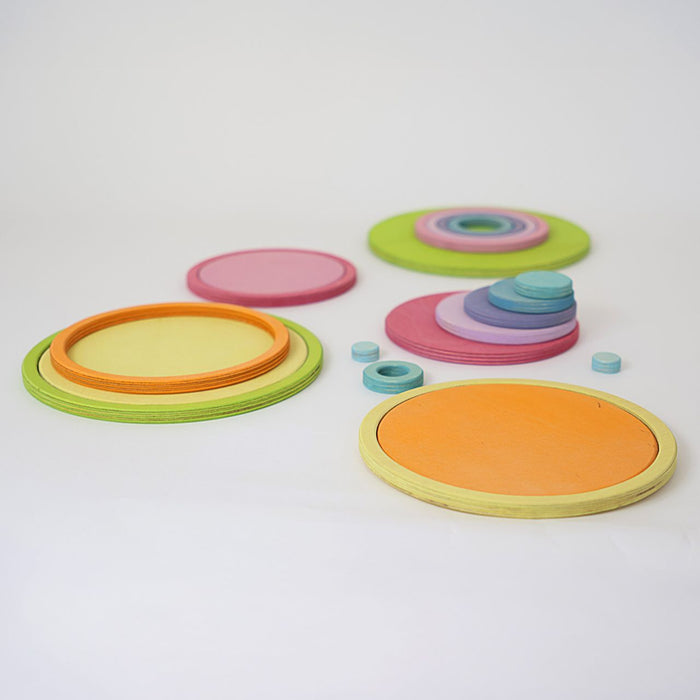 Concentric Circles and Rings - Pastel - Grimm's Wooden Toys