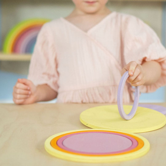 Concentric Circles and Rings - Pastel - Grimm's Wooden Toys
