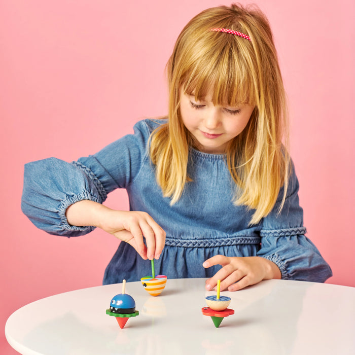 Dizzy Monster Spinning Tops - Wooden Spinning Top - Set of 3