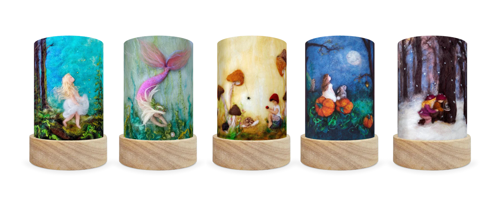 Felted Seasons -  Set of 5 - Artwork Shades For Toverlux Lantern - Het Wol Feetje