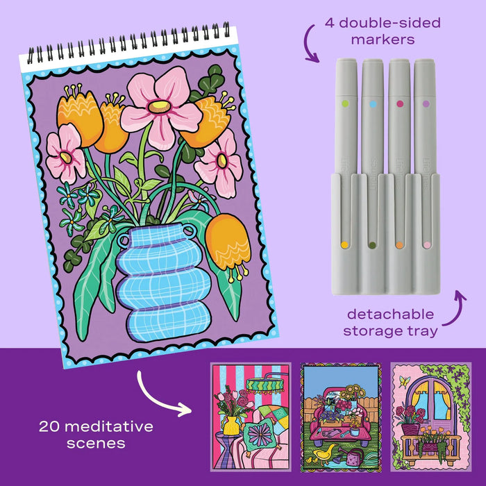 Flowart - Color-To-Reveal  - Fragrant Blooms - Mindfulness Coloring Activity for Tweens, Teens & Adults