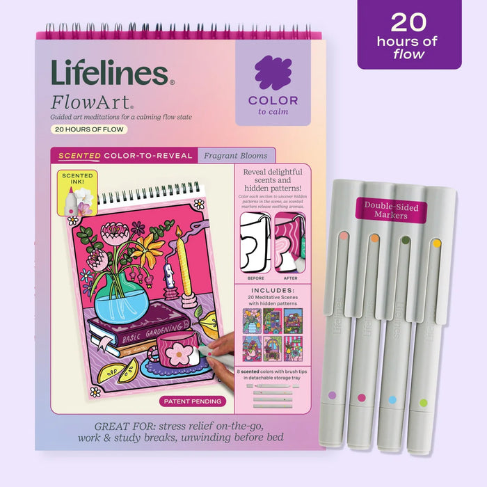 Flowart - Color-To-Reveal  - Fragrant Blooms - Mindfulness Coloring Activity for Tweens, Teens & Adults