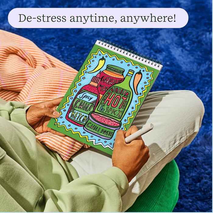 Flowart - Color-To-Reveal  - Foodie Fun - Mindfulness Coloring Activity for Tweens, Teens & Adults