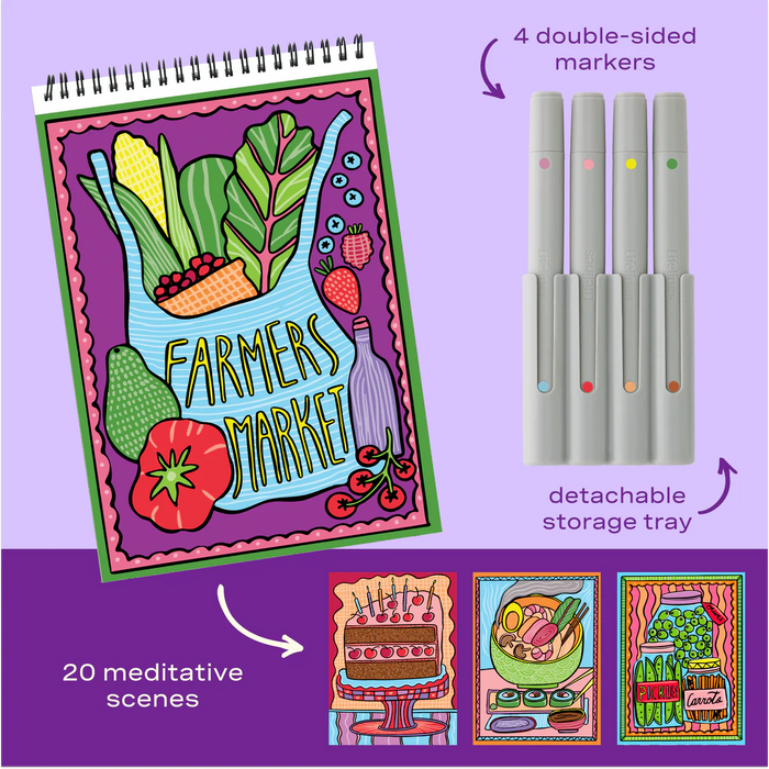 Flowart - Color-To-Reveal  - Foodie Fun - Mindfulness Coloring Activity for Tweens, Teens & Adults