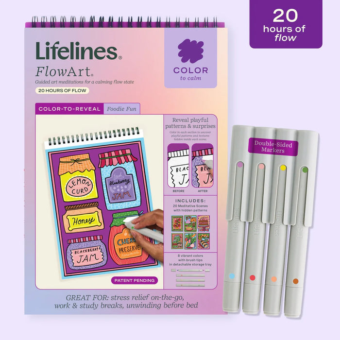 Flowart - Color-To-Reveal  - Foodie Fun - Mindfulness Coloring Activity for Tweens, Teens & Adults