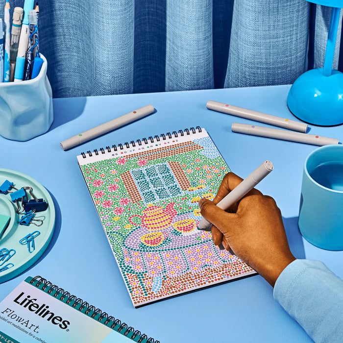 Flowart - Dot By Letter - Cozy Cottage - Mindfulness Art Activity for Tweens and Teens