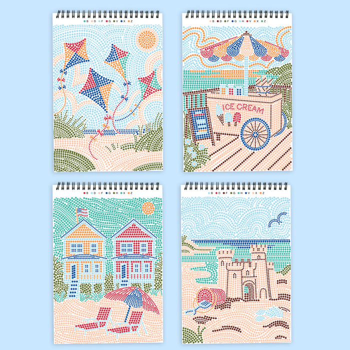 Flowart - Dot By Letter - Day At The Beach - Mindfulness Art Activity for Tweens and Teens