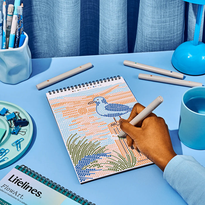 Flowart - Dot By Letter - Day At The Beach - Mindfulness Art Activity for Tweens and Teens