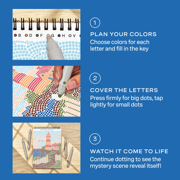 Flowart - Dot By Letter - Day At The Beach - Mindfulness Art Activity for Tweens and Teens