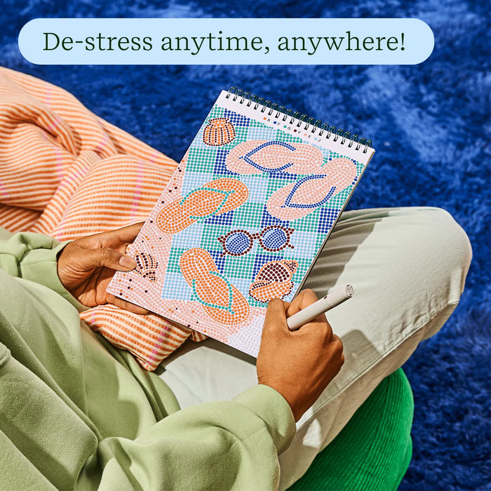 Flowart - Dot By Letter - Day At The Beach - Mindfulness Art Activity for Tweens and Teens