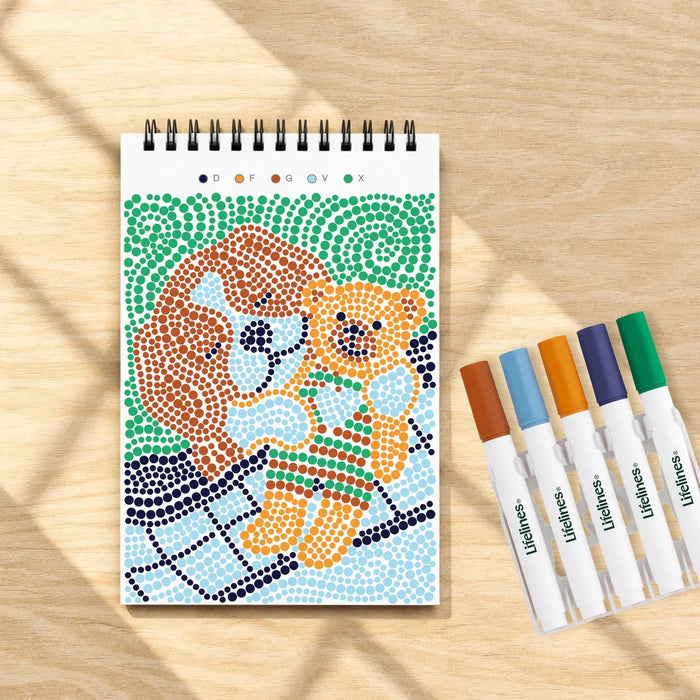 Flowart - Mini Dot By Letter - Furry Freinds - Portable Mindfulness Art Activity for Tweens, Teens & Adults
