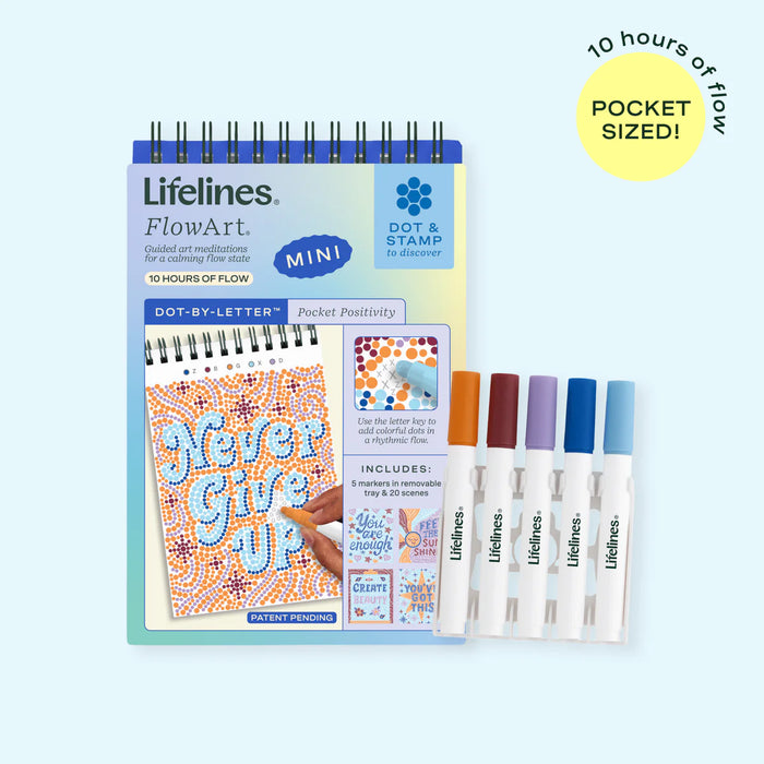 Flowart - Mini Dot By Letter - Pocket Positivity - Portable Mindfulness Art Activity for Tweens, Teens & Adults