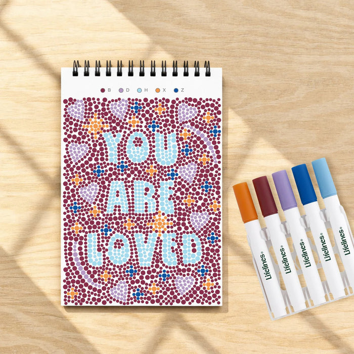 Flowart - Mini Dot By Letter - Pocket Positivity - Portable Mindfulness Art Activity for Tweens, Teens & Adults