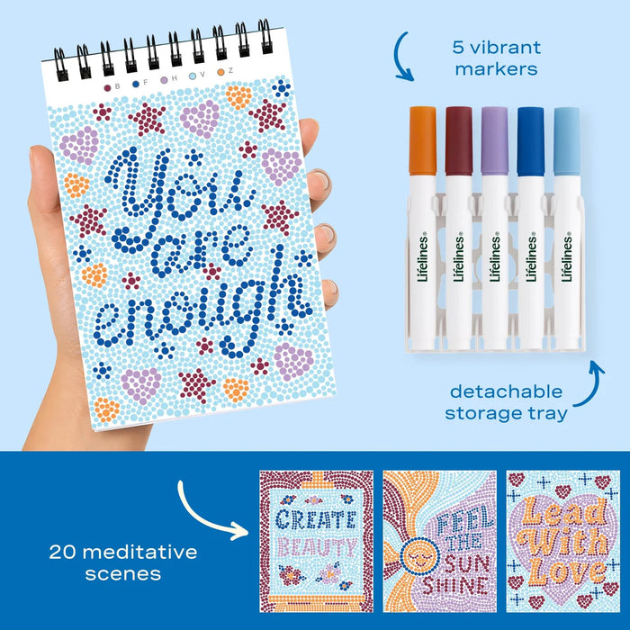 Flowart - Mini Dot By Letter - Pocket Positivity - Portable Mindfulness Art Activity for Tweens, Teens & Adults