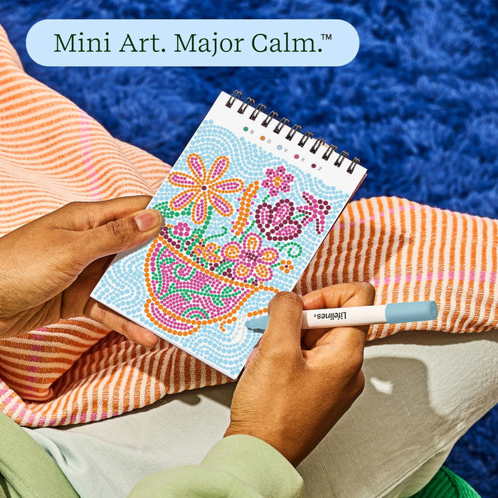 Flowart - Mini Dot By Letter - Pretty Petals - Portable Mindfulness Art Activity for Tweens, Teens & Adults