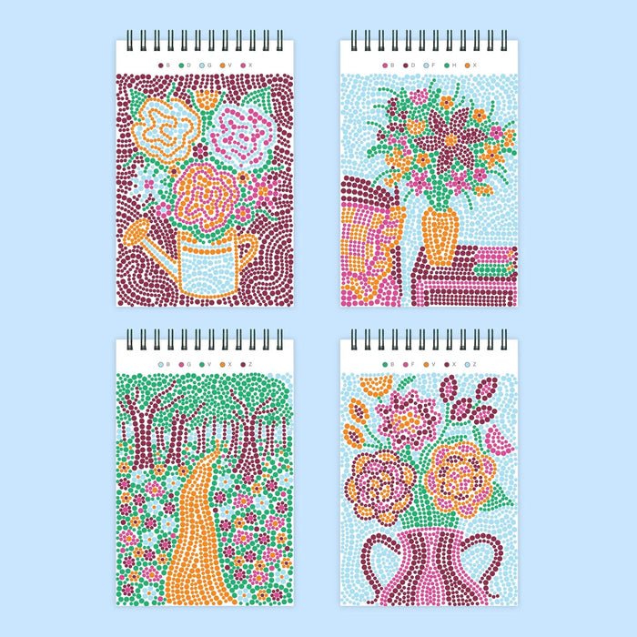 Flowart - Mini Dot By Letter - Pretty Petals - Portable Mindfulness Art Activity for Tweens, Teens & Adults