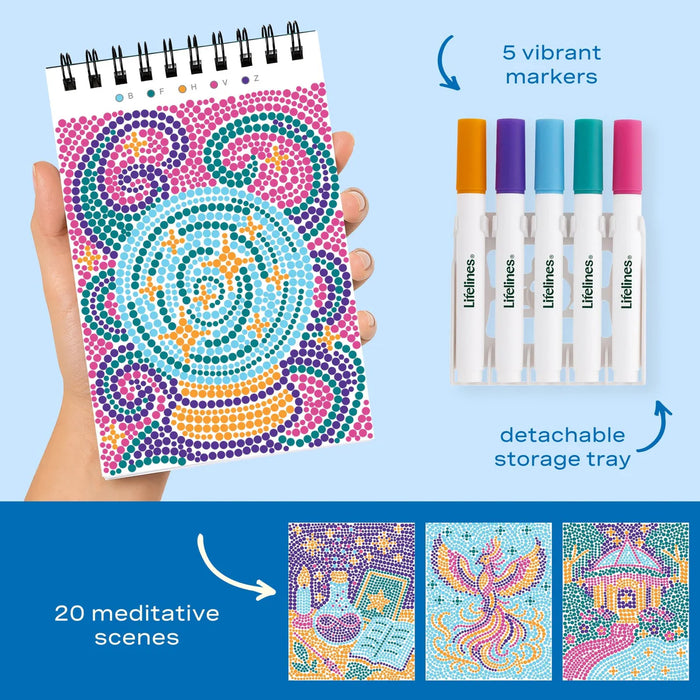 Flowart - Mini Dot By Letter - Enchanted Magic - Portable Mindfulness Art Activity for Tweens, Teens & Adults
