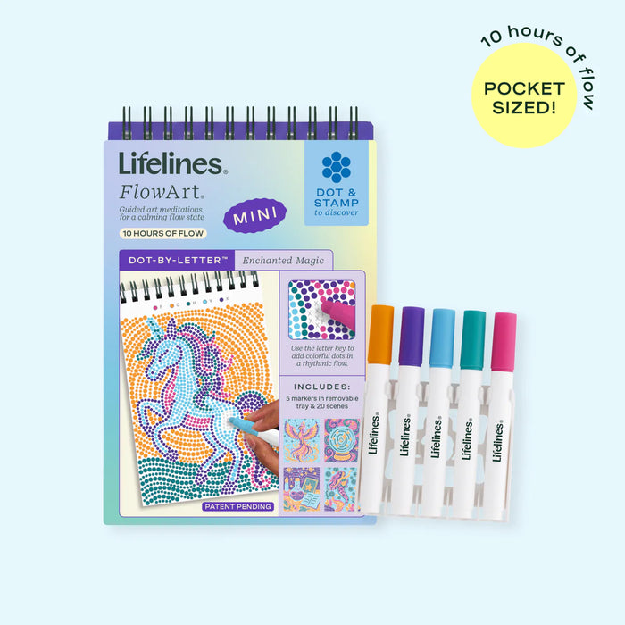 Flowart - Mini Dot By Letter - Enchanted Magic - Portable Mindfulness Art Activity for Tweens, Teens & Adults