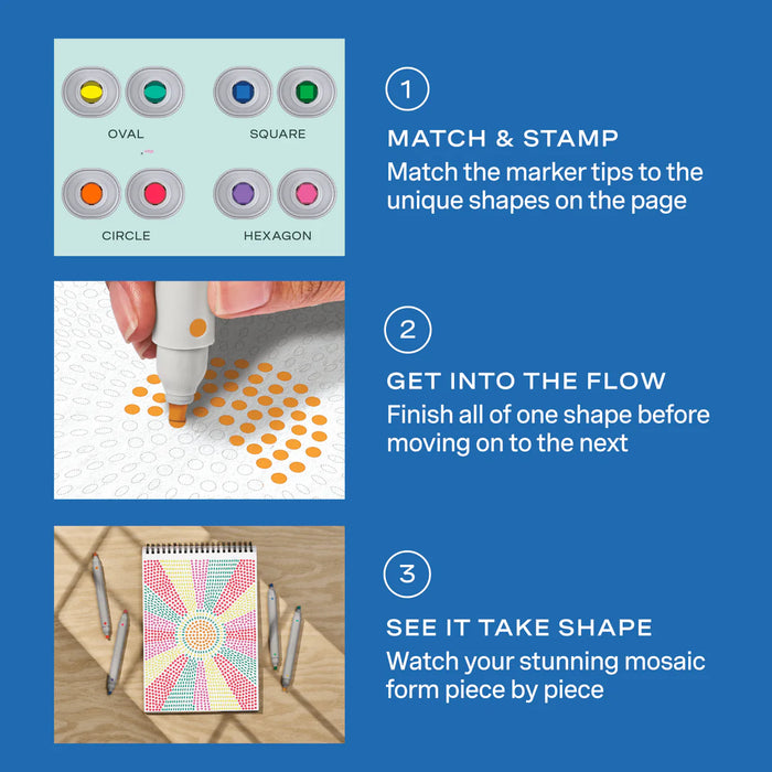 Flowart - Stamp By Shape - Mediterranean - Mindfulness Art Activity for Tweens and Teens