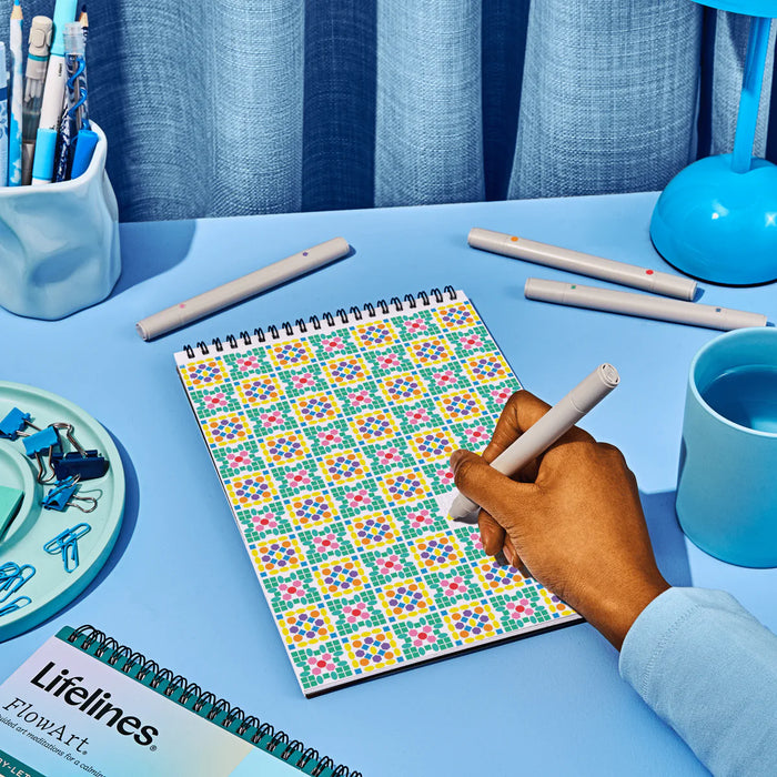 Flowart - Stamp By Shape - Mediterranean - Mindfulness Art Activity for Tweens and Teens