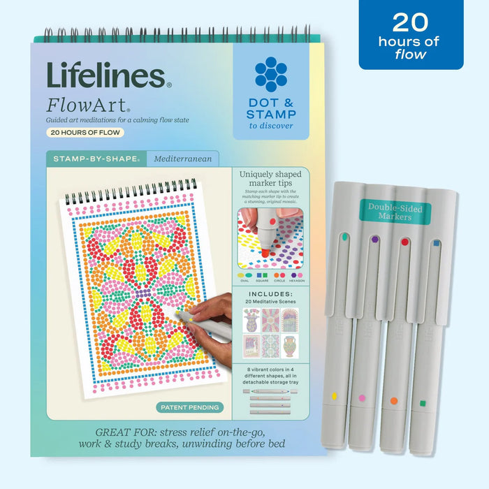 Flowart - Stamp By Shape - Mediterranean - Mindfulness Art Activity for Tweens and Teens