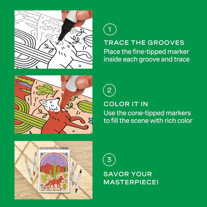 Flowart - Trace By Grove  - Desert Dreams - Screen-Free Mindfulness Art Activity for Tweens, Teens & Adults