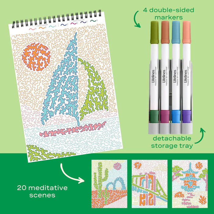 Flowart - Trace By Letter  - Pack Your Bags - Mindfulness Art Activity for Tweens and Teens