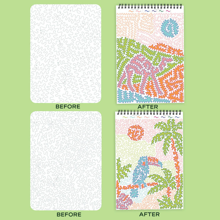 Flowart - Trace By Letter  - Pack Your Bags - Mindfulness Art Activity for Tweens and Teens