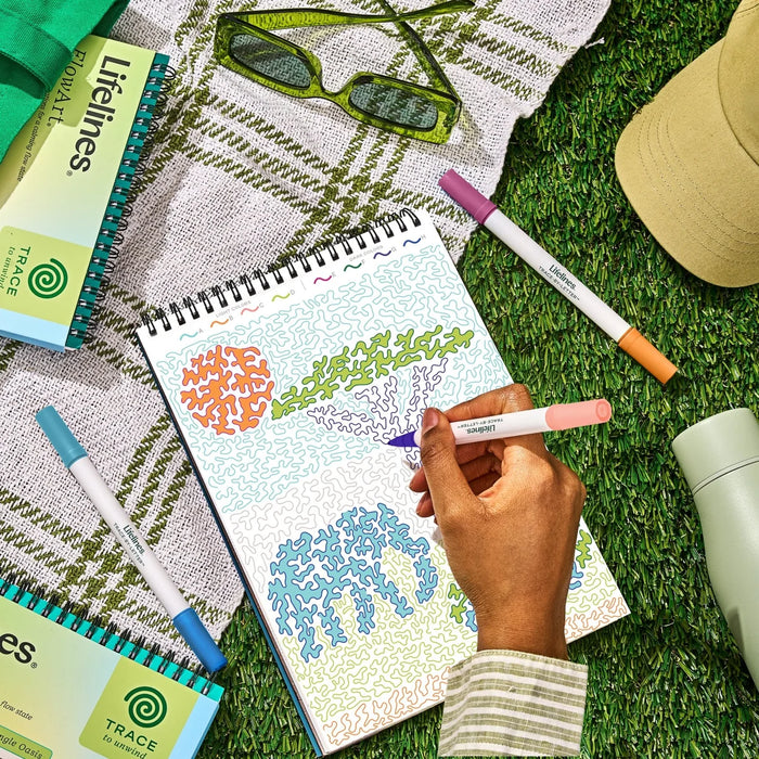 Flowart - Trace By Letter  - Pack Your Bags - Mindfulness Art Activity for Tweens and Teens
