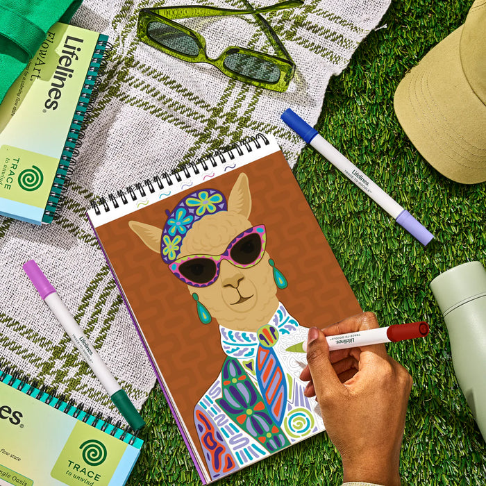 Flowart - Trace To Doodle  - Wild Style - Screen-Free Mindfulness Art Activity for Tweens, Teens & Adults