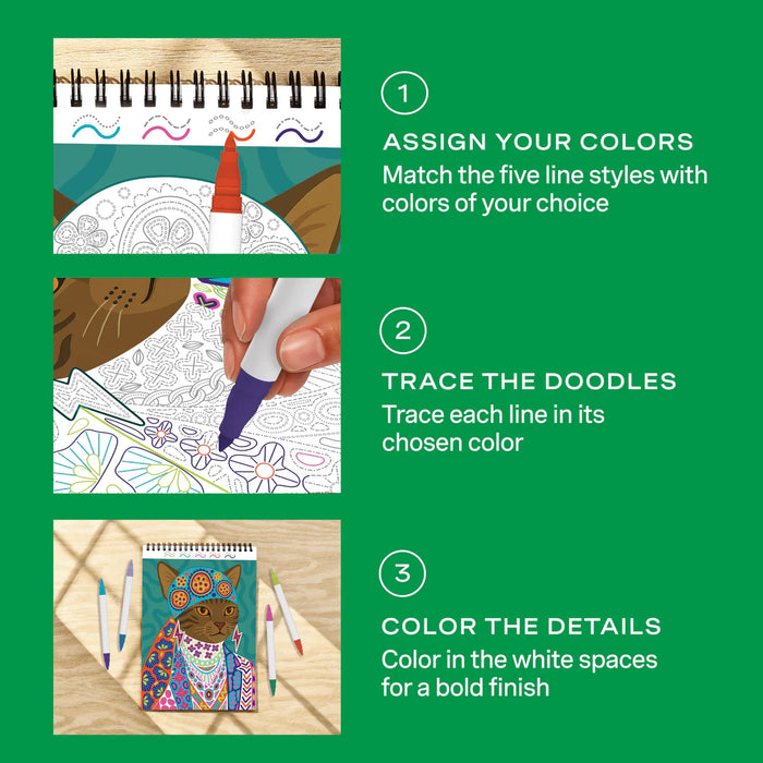 Flowart - Trace To Doodle  - Wild Style - Screen-Free Mindfulness Art Activity for Tweens, Teens & Adults
