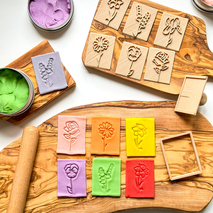 Flower Eco Stamp Set - Dough Stampers - Plant Based Plastic - Eco Cutters