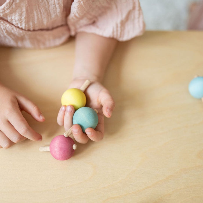 Pastel Spinning Tops - 6 Wooden Tops - Grimm's