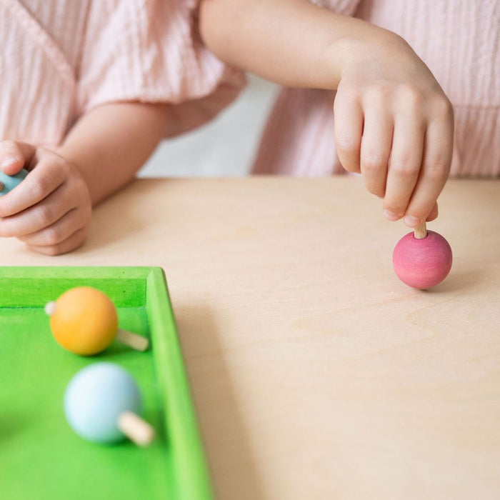Pastel Spinning Tops - 6 Wooden Tops - Grimm's