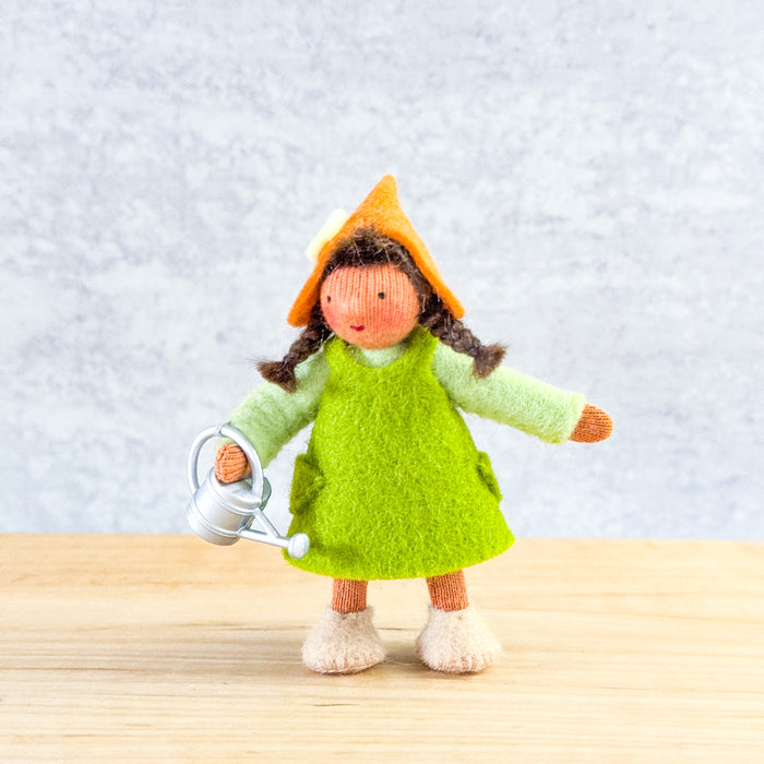 Garden Gnome Girl With Watering Can - 3" Doll - Ambrosius Flower Fairies