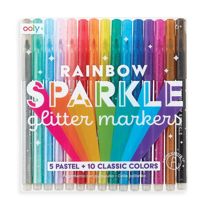 Glitter Markers - 15 Colors - Rainbow Sparkle - OOLY