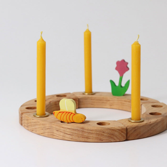 Grimm's Amber Beeswax Celebration Ring Candles - 12 Pack - Grimm's Wooden Toys