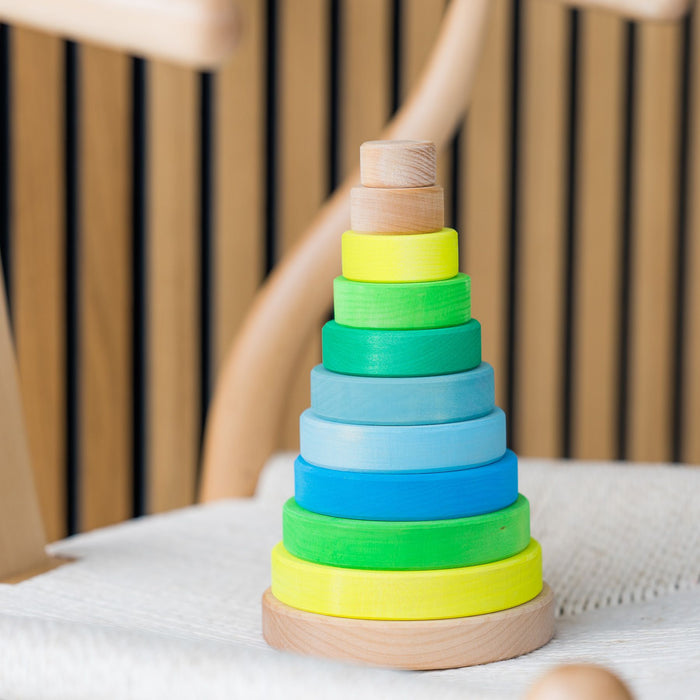 Grimm's X Neon Conical Tower Neon-Green - Grimm's Wooden Toys