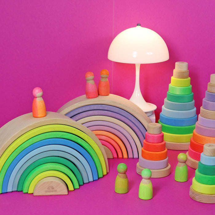 Grimm's X Neon Rainbow Neon-Green  - 10 Piece Rainbow - Grimm's Wooden Toys