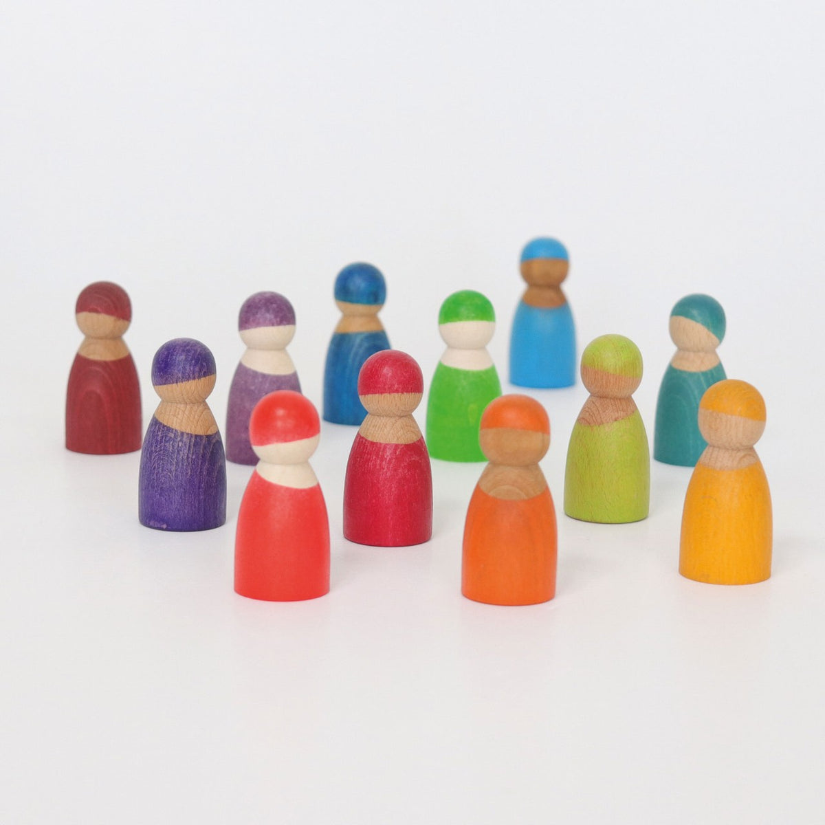 Rainbow Friends - 12 Wooden Peg Dolls - Grimm's — Oak & Ever