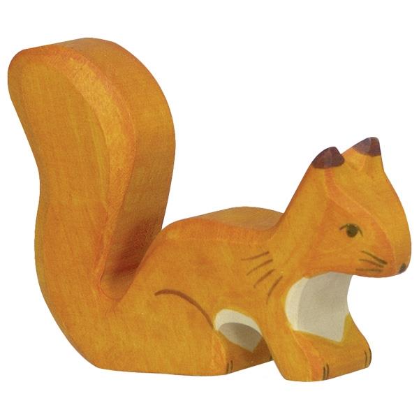 HOLZTIGER - Wooden Animal - Orange Squirrel, Standing