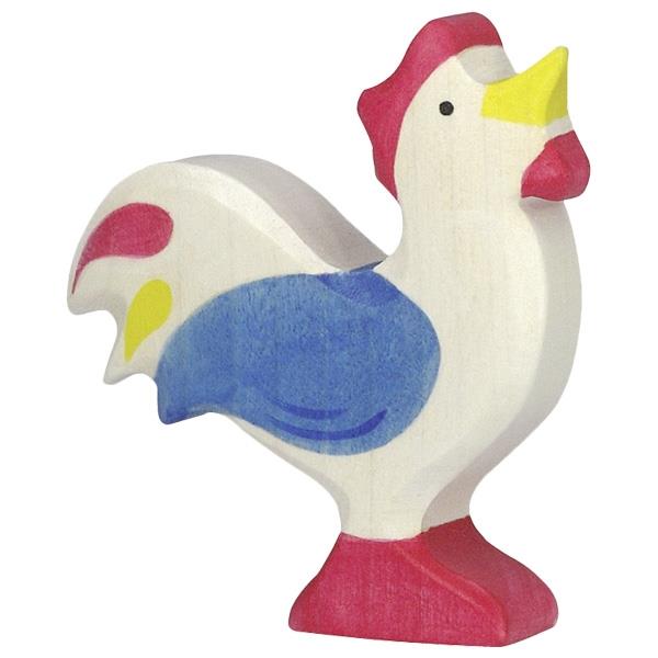 HOLZTIGER - Wooden Animal - Rooster With Blue Wings