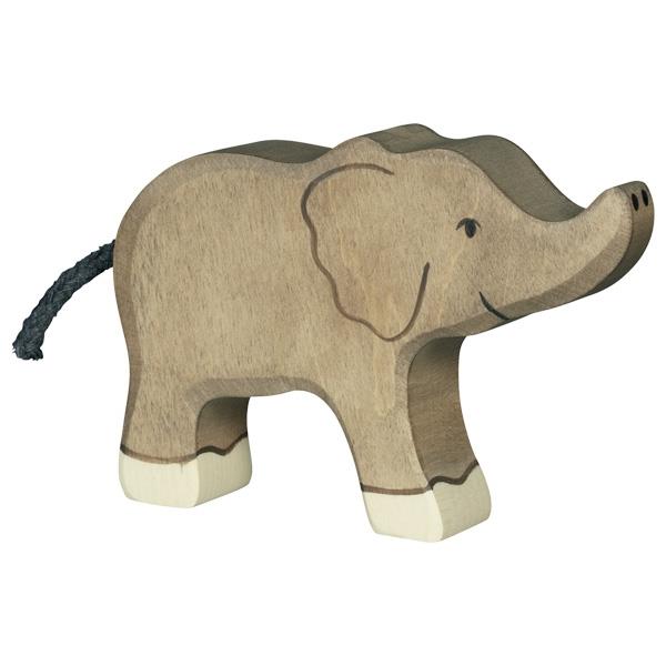 HOLZTIGER - Wooden Animal - Small Elephant With Trunk Up