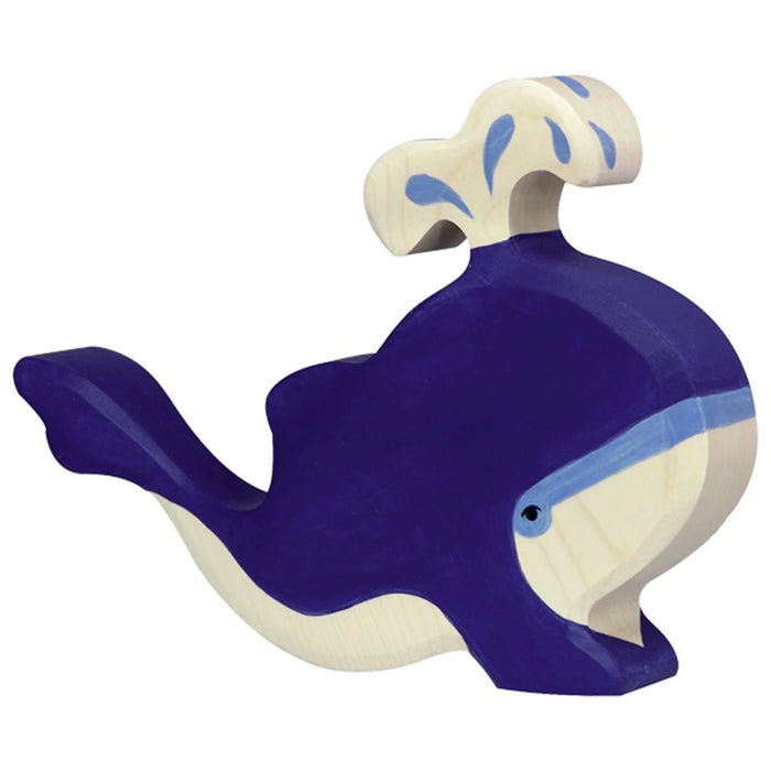 HOLZTIGER - Wooden Animal - Large Blue Whale with Water Fountain