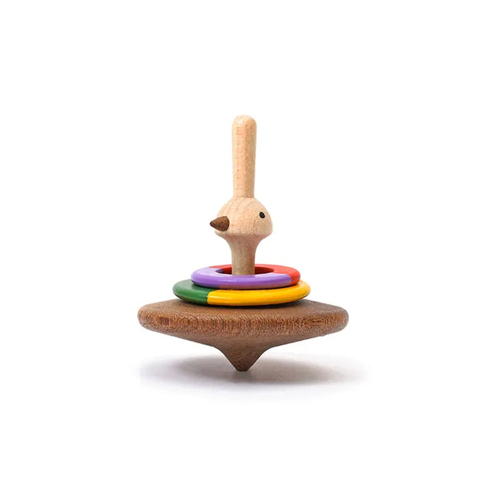 Hula Hooping Ostrich - Wooden Spinning Top - Wooderful life