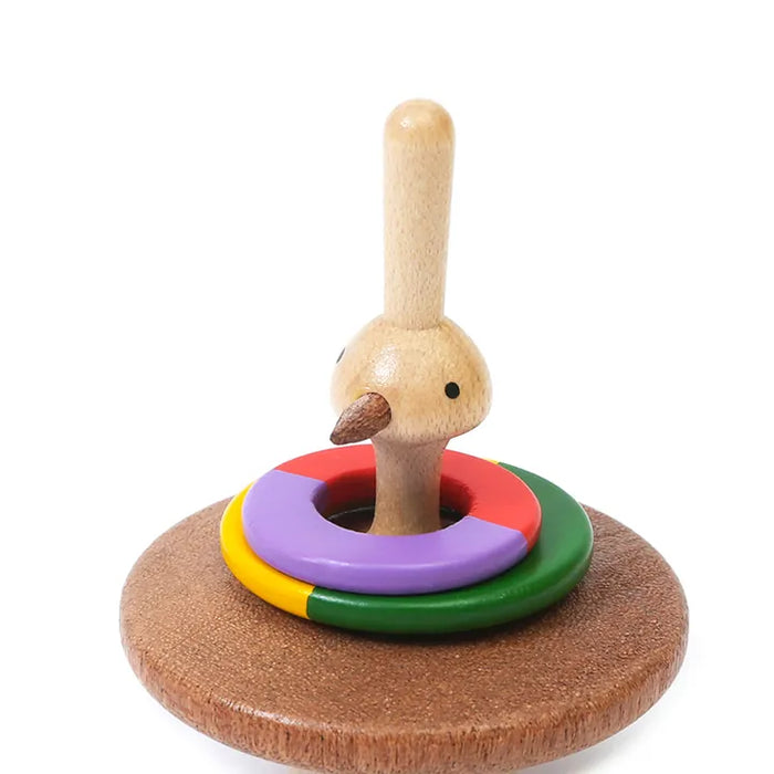 Hula Hooping Ostrich - Wooden Spinning Top - Wooderful life