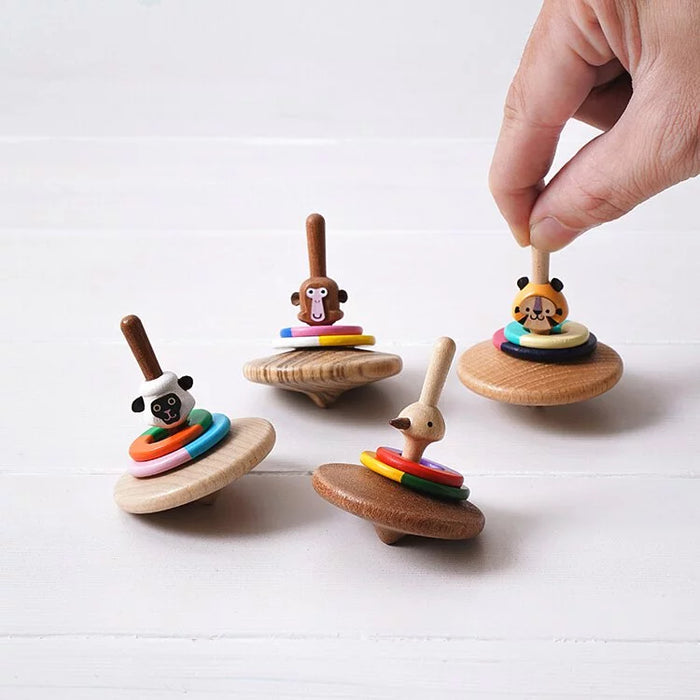 Hula Hooping Ostrich - Wooden Spinning Top - Wooderful life