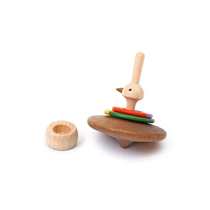 Hula Hooping Ostrich - Wooden Spinning Top - Wooderful life